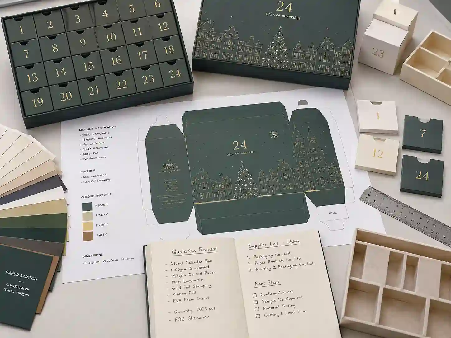 custom advent calendar box manufacturer in China sampling
