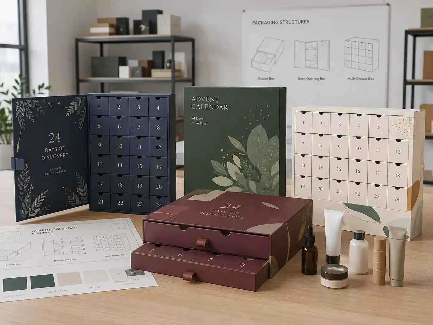 Custom advent calendar boxes structure comparison