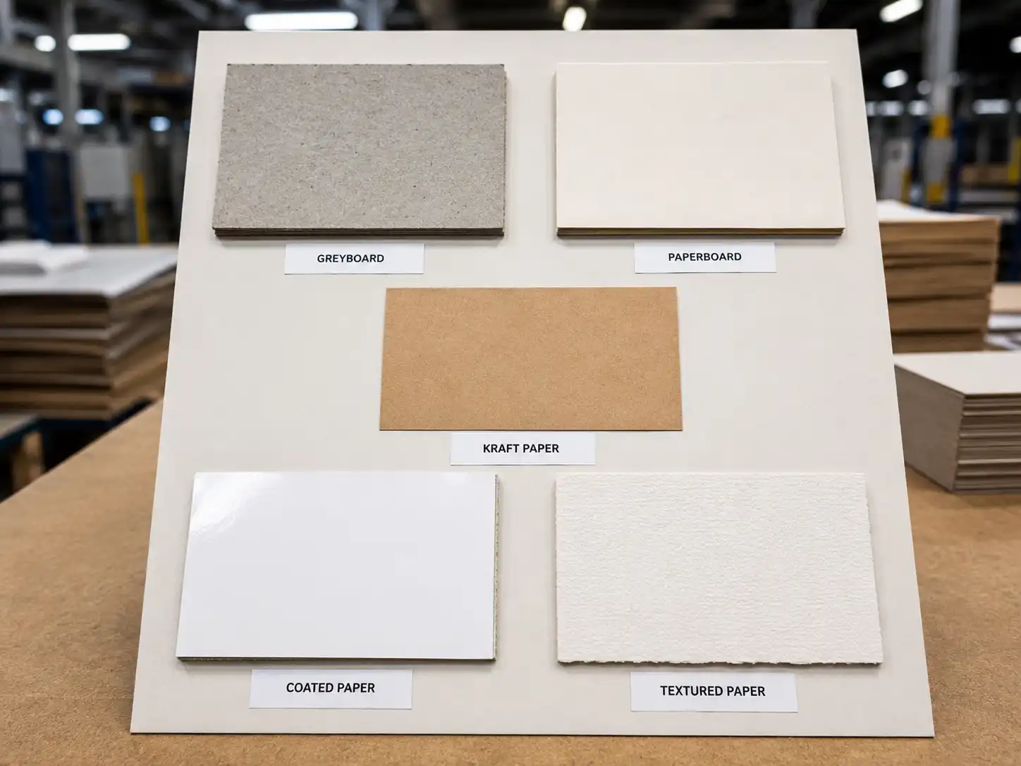 Paper material swatch board for custom book-style advent calendar boxes