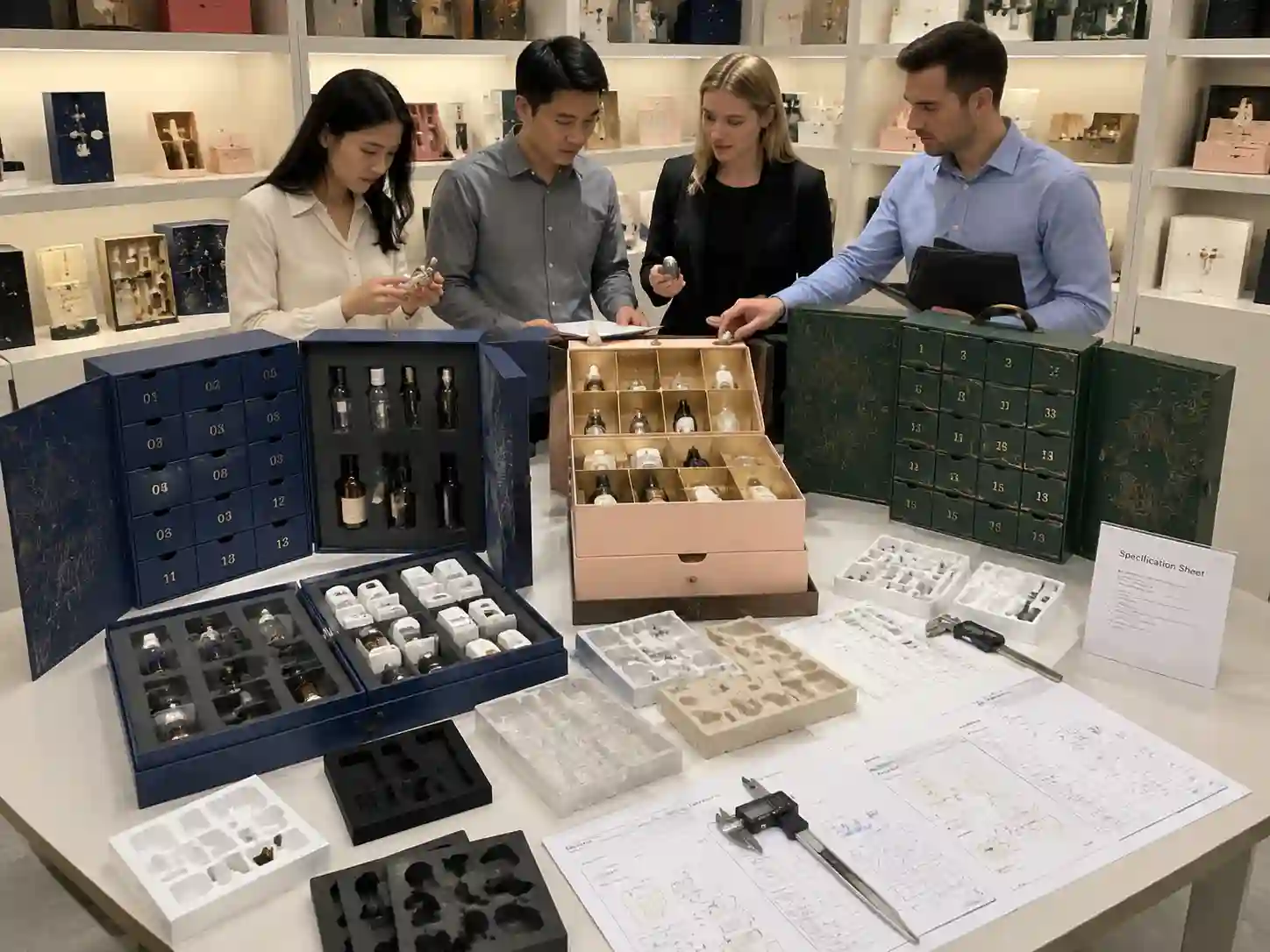 B2B buyers comparing fragile product protection structures and inserts for custom advent calendar boxes