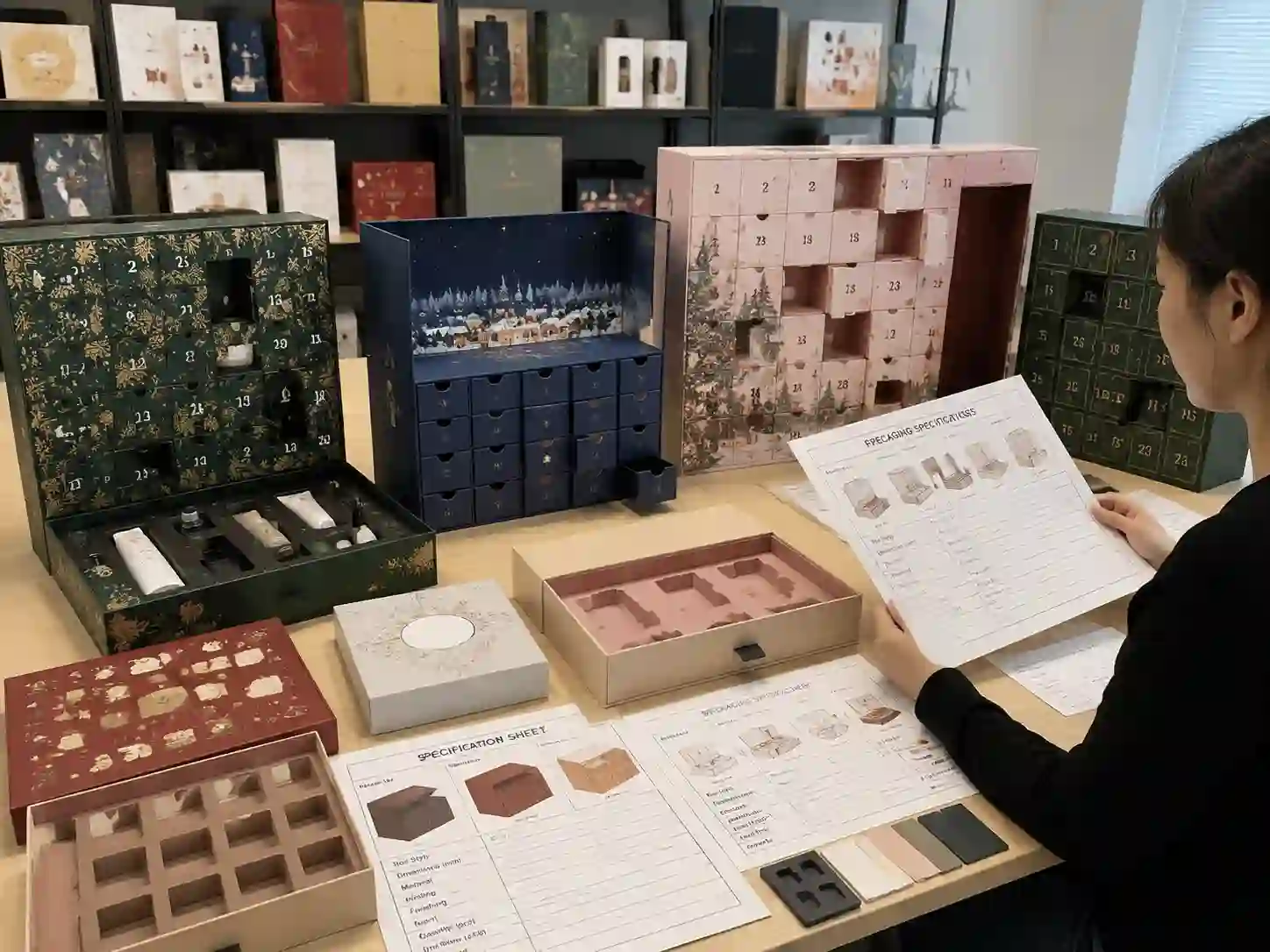 B2B packaging factory quote comparison with custom advent calendar box samples and structures