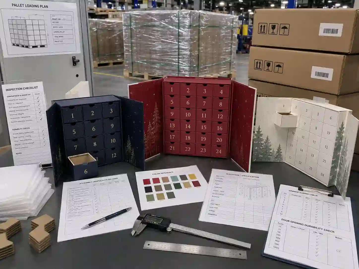 Quality inspection and export packing for subscription advent calendar boxes