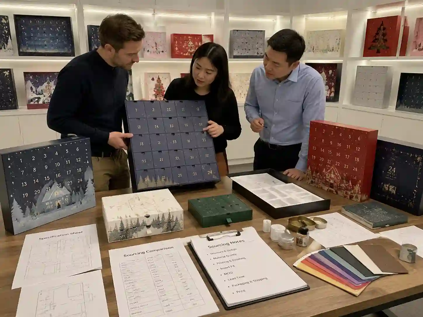 B2B buyers comparing custom advent calendar box structures for the US market