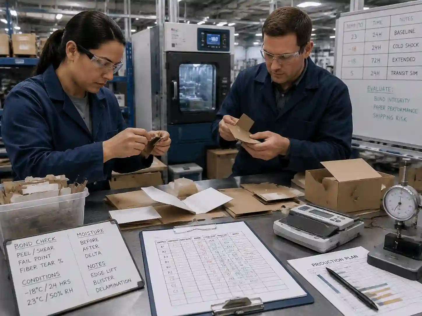 Engineering testing of packaging adhesive bonding performance under shipping condition considerations