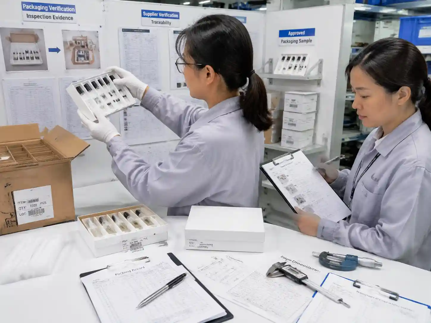QC inspection records verifying perfume vial insert fit and packaging accuracy