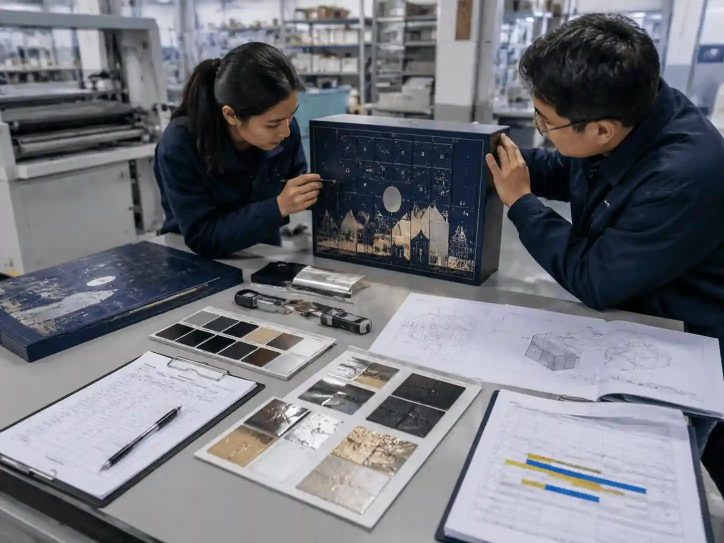 Packaging engineers testing finish durability for e-commerce and retail packaging applications