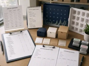 Supplier comparison desk for custom advent calendar box production capability and process planning