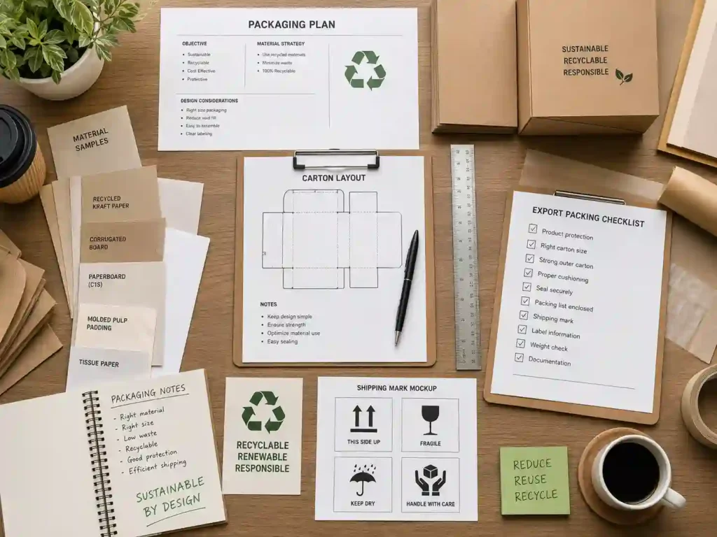 Sustainable export packing planning for book-style advent calendar boxes