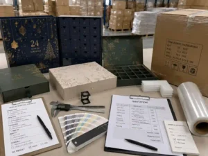 Quality control and export packing preparation for premium advent calendar boxes