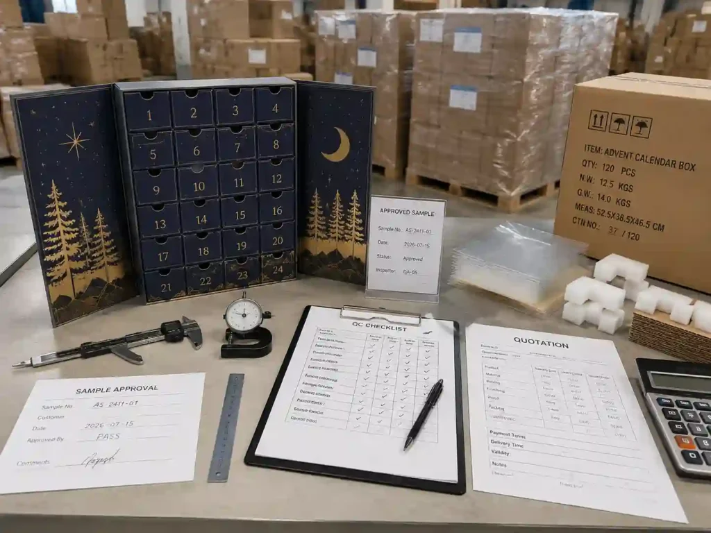 QC and export preparation process for comparing China advent calendar box factories