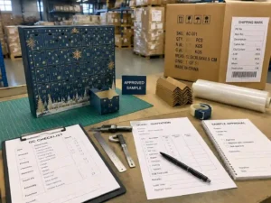 QC and export packing preparation for advent calendar box orders