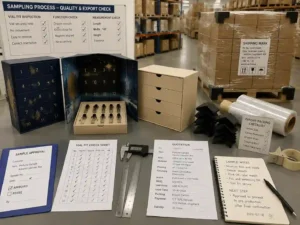 Quality control and export packing inspection for perfume sample advent calendar boxes before mass production