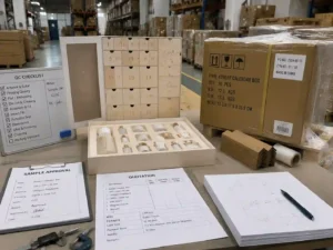 Quality control and export packing preparation for skincare advent calendar box production orders