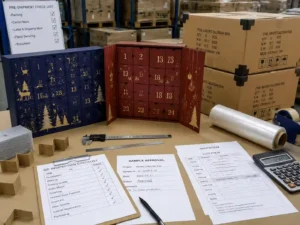QC and export packing preparation for rigid and paperboard advent calendar box production