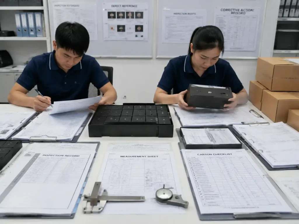 Quality control verification of outsourced packaging assembly using inspection records