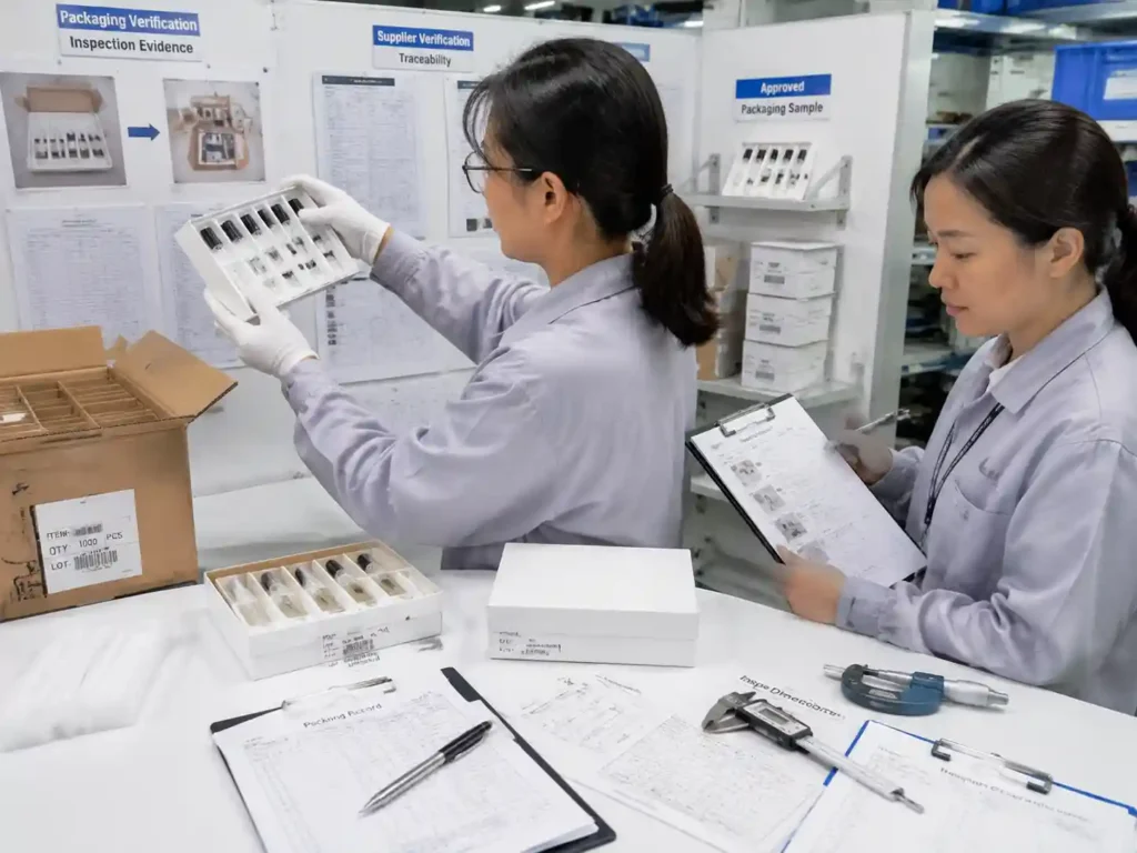 QC inspection records verifying perfume vial insert fit and packaging accuracy